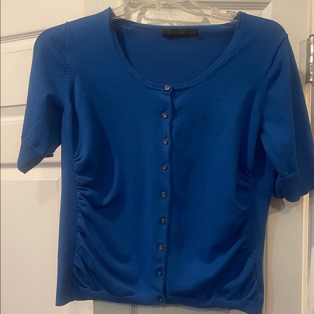 The Limited, Blue Cardigan, With Side Ruched